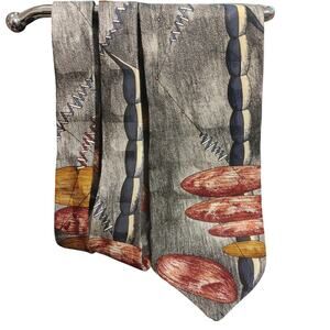 Bergere Men's OS Silk Gray/Red Abstract Tie